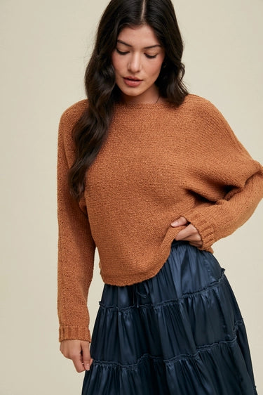 Wishlist Boat Neck Drop Shoulder Sweater - Bronze