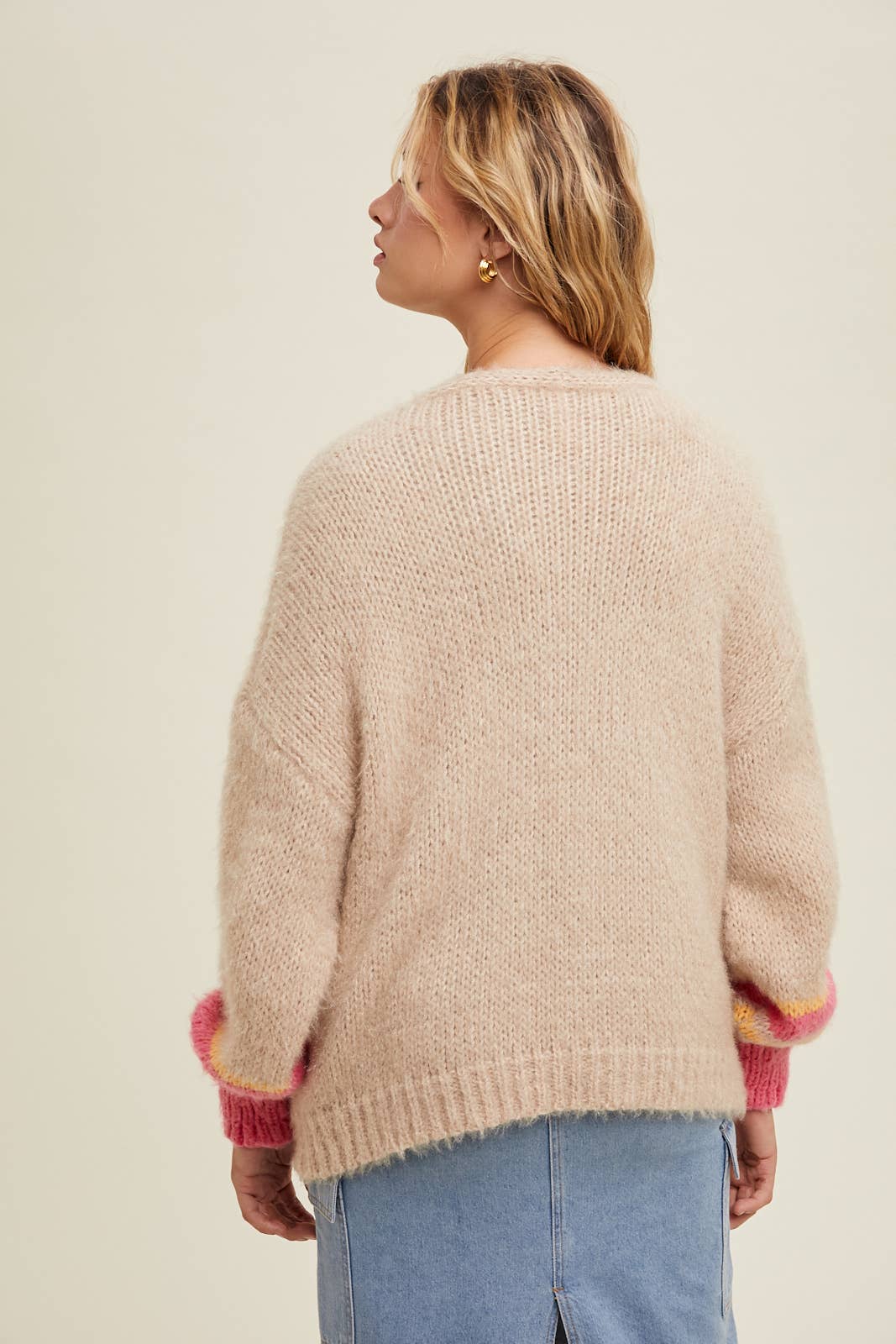 Wishlist Brushed Cardigan - Pink/Orange