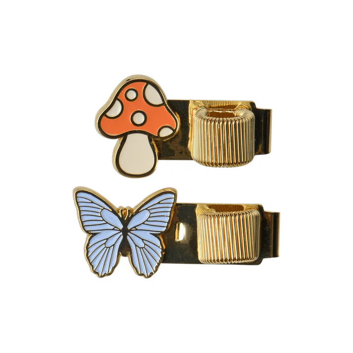 Designworks Ink Set of 2 Pen Clips - Mushroom & Butterfly