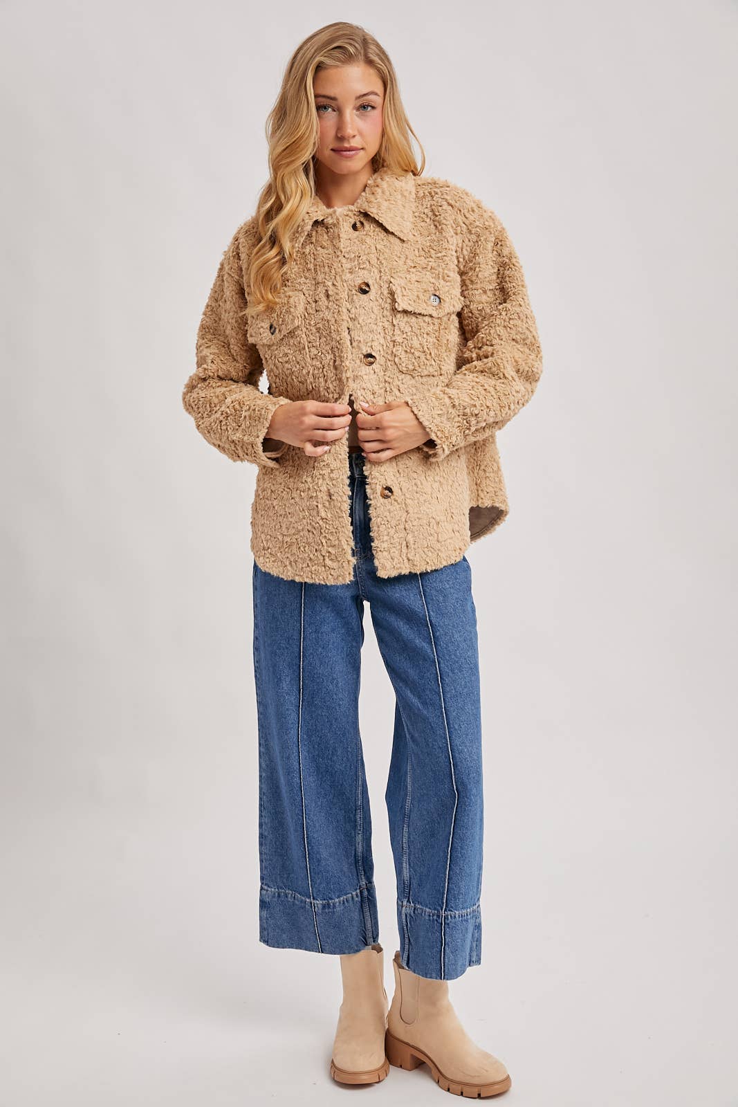 Bluivy - BOUCLE WOVEN JACKET: LATTE