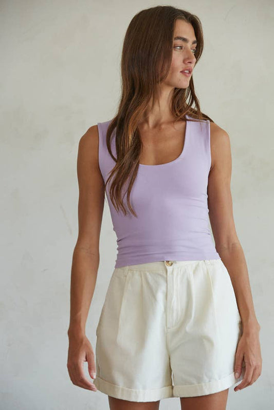 By Together Knit Nylon Spandex Sleeveless Double Layered Seamless Top