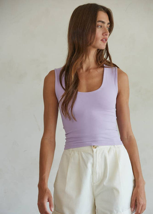 By Together Knit Nylon Spandex Sleeveless Double Layered Seamless Top