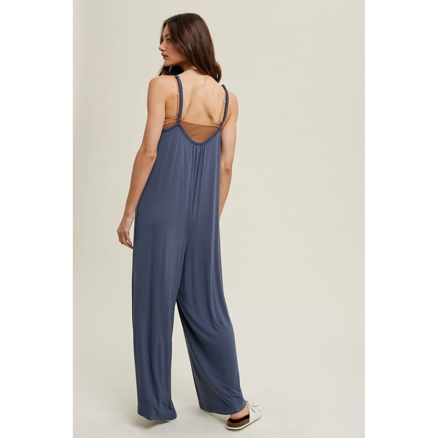 Wishlist Wide Leg Knit Jumpsuit – Navy