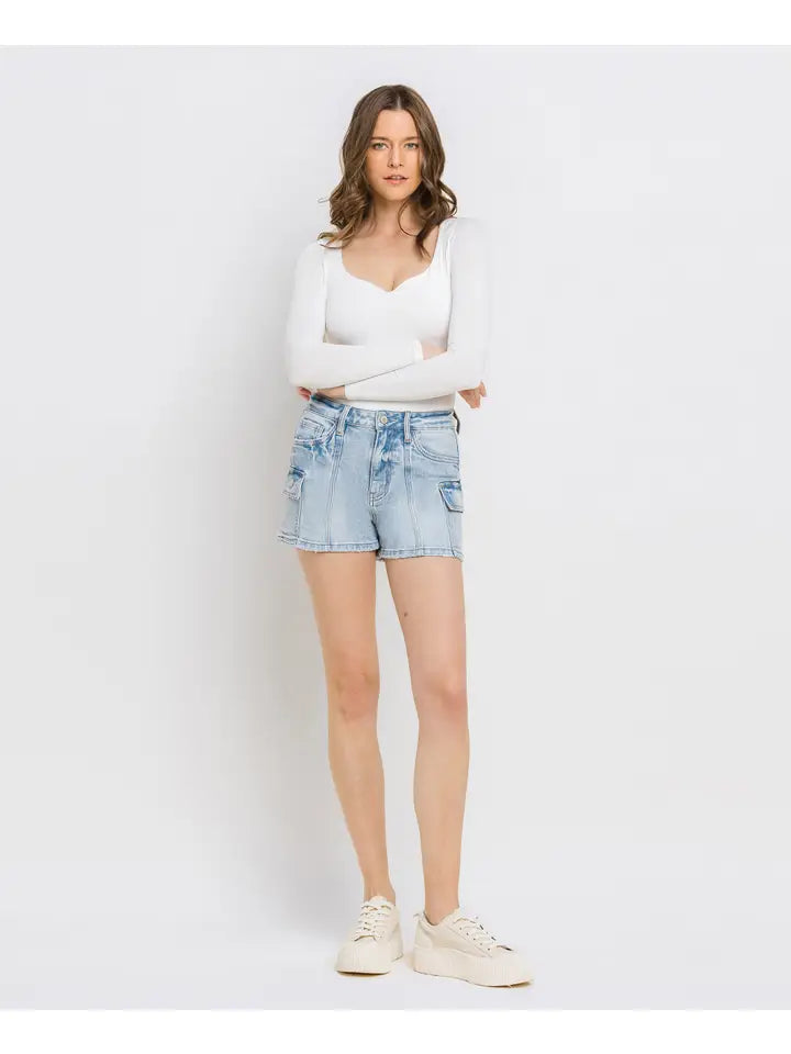 VERVET by FLYING MONKEY High Rise Cargo Mom Shorts