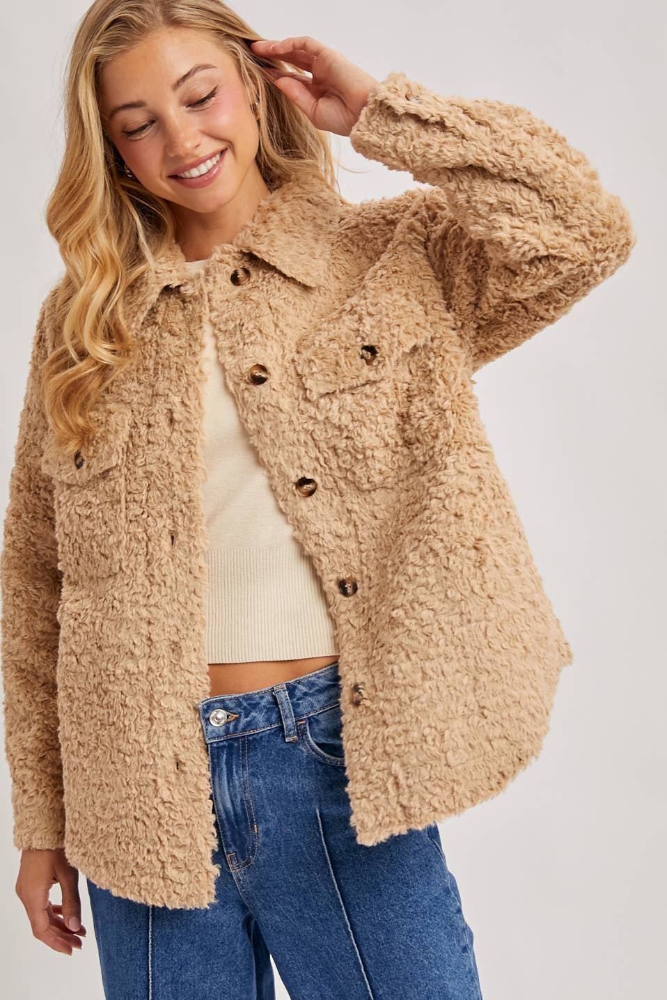Bluivy - BOUCLE WOVEN JACKET: LATTE