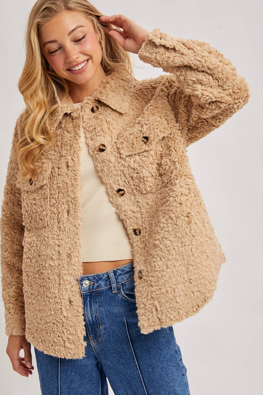 Bluivy - BOUCLE WOVEN JACKET: LATTE