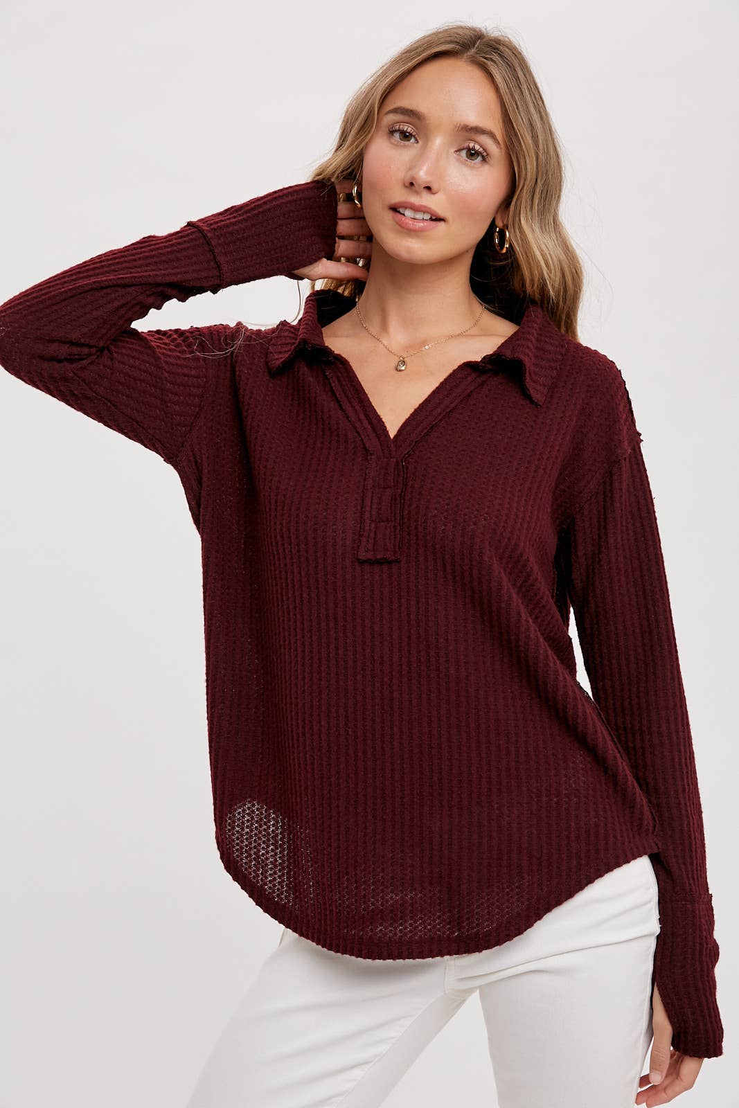 Bluivy - Brushed Waffle Henley Top