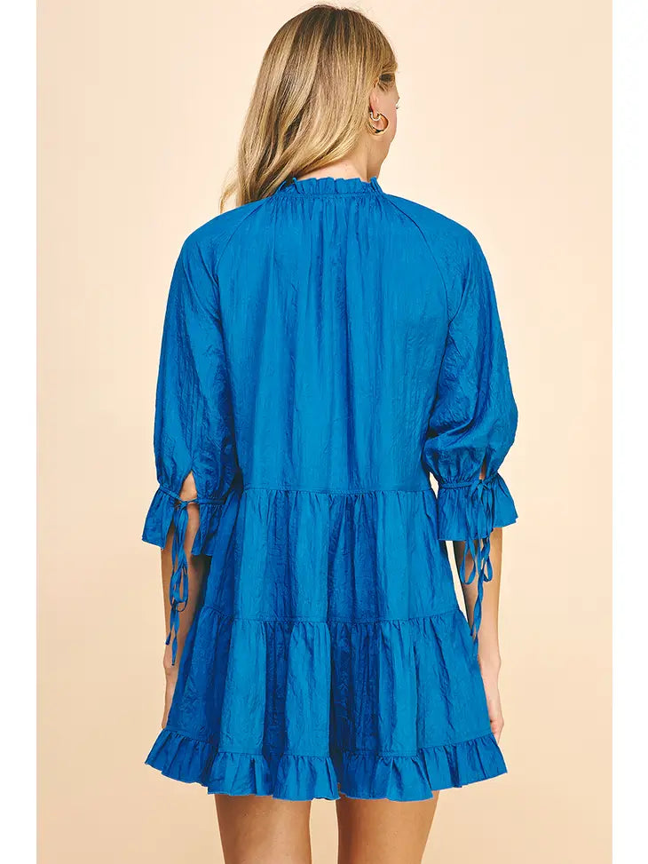 Pinch Crinkled Mini Dress - Blue