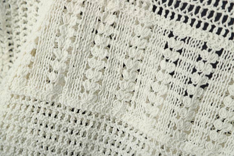 Hope & Sunshine - Cotton Crochet Short Sleeve Shrug Cardigan for Women: White