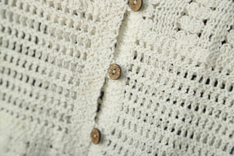 Hope & Sunshine - Cotton Crochet Short Sleeve Shrug Cardigan for Women: White
