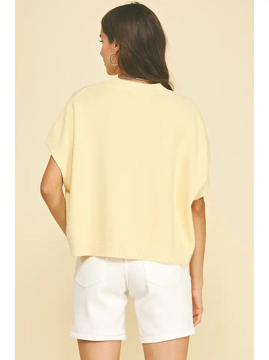 Pinch Dropped Shoulder Sweater - Lemon