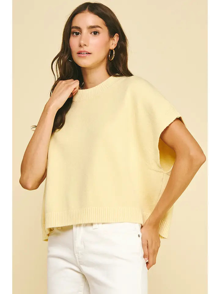 Pinch Dropped Shoulder Sweater - Lemon