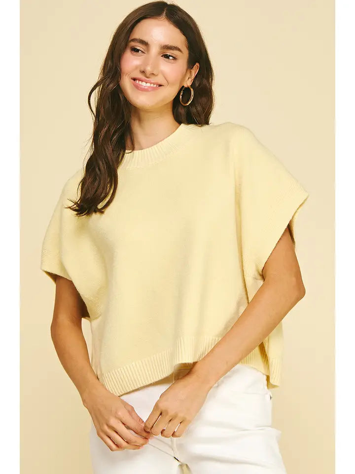 Pinch Dropped Shoulder Sweater - Lemon