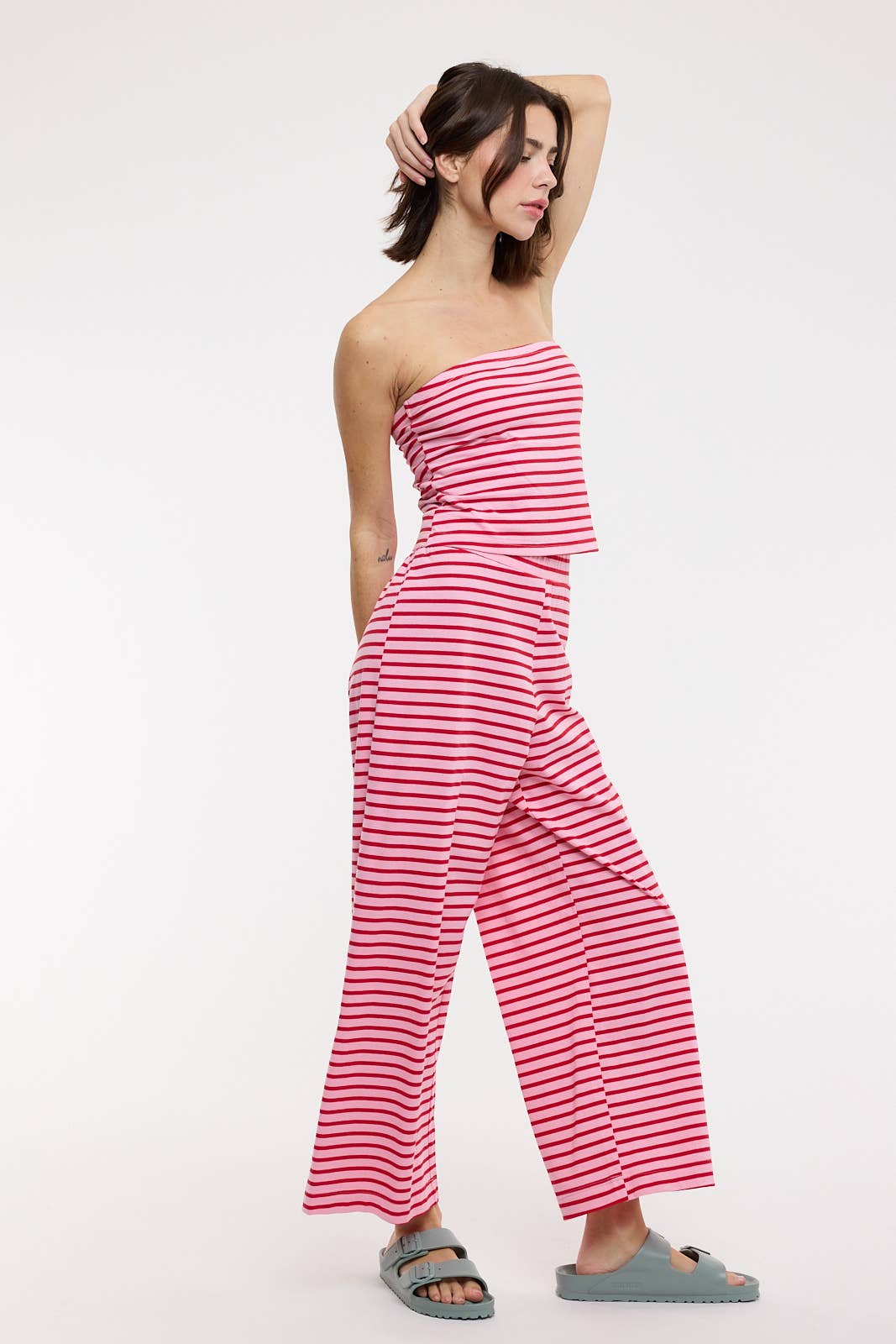 Wishlist Apparel - STRIPED KNIT TUBE TOP AND PANTS SET