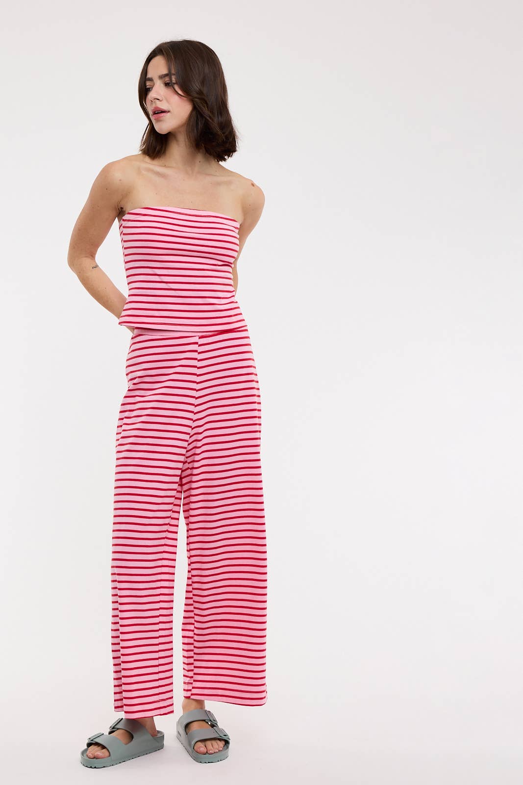 Wishlist Apparel - STRIPED KNIT TUBE TOP AND PANTS SET