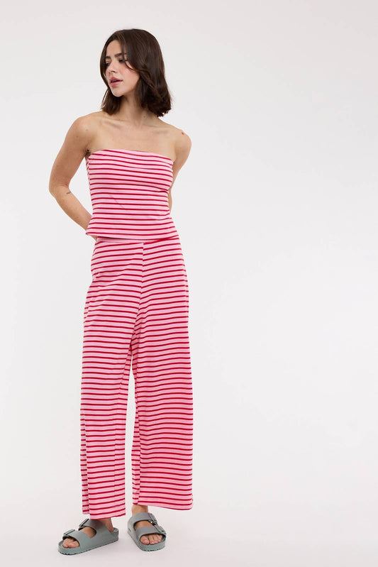 Wishlist Apparel - STRIPED KNIT TUBE TOP AND PANTS SET