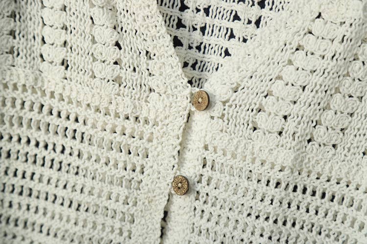Hope & Sunshine - Cotton Crochet Short Sleeve Shrug Cardigan for Women: White