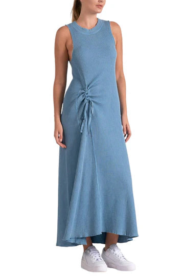 Elan Waffle Knit Tie Waist Maxi Dress