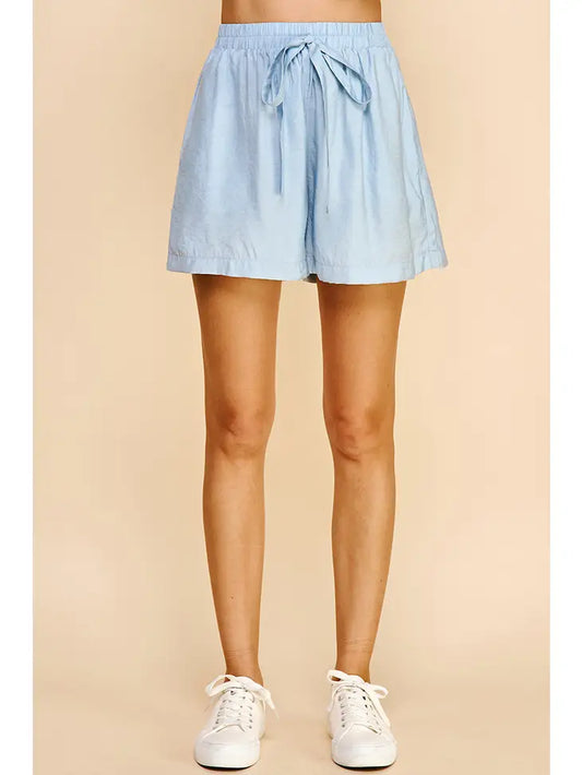 Pinch Woven Tie Shorts - Baby Blue