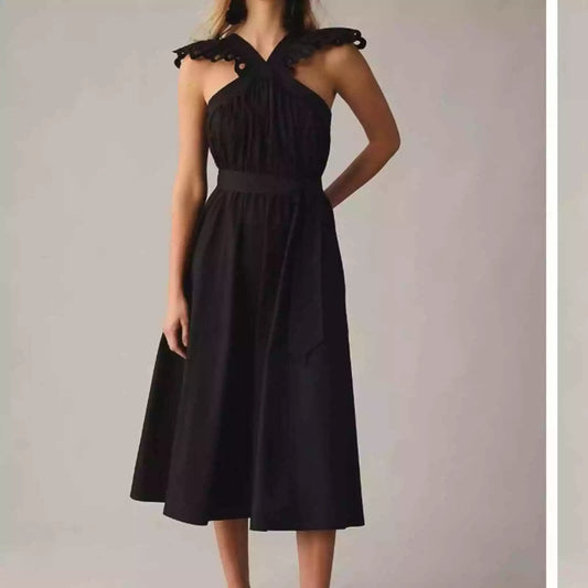 En Saison Eyelet Midi Dress - Blk
