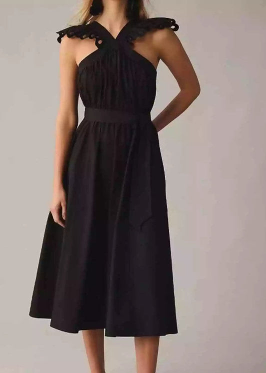 En Saison Eyelet Midi Dress - Blk