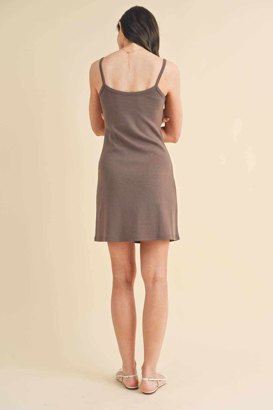 Wishlist Apparel - CAMI RIBBED KNIT MINI DRESS: Espresso