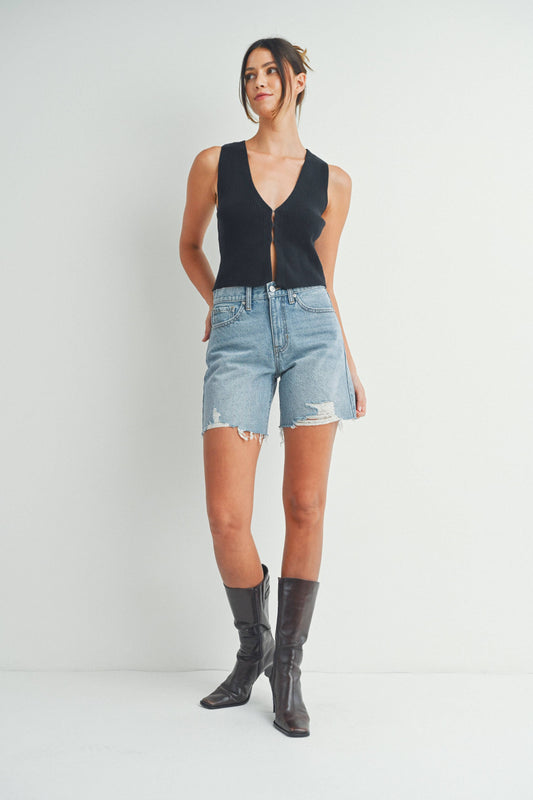 JBD Slightly Distressed Walking Short - Light Denim Wash