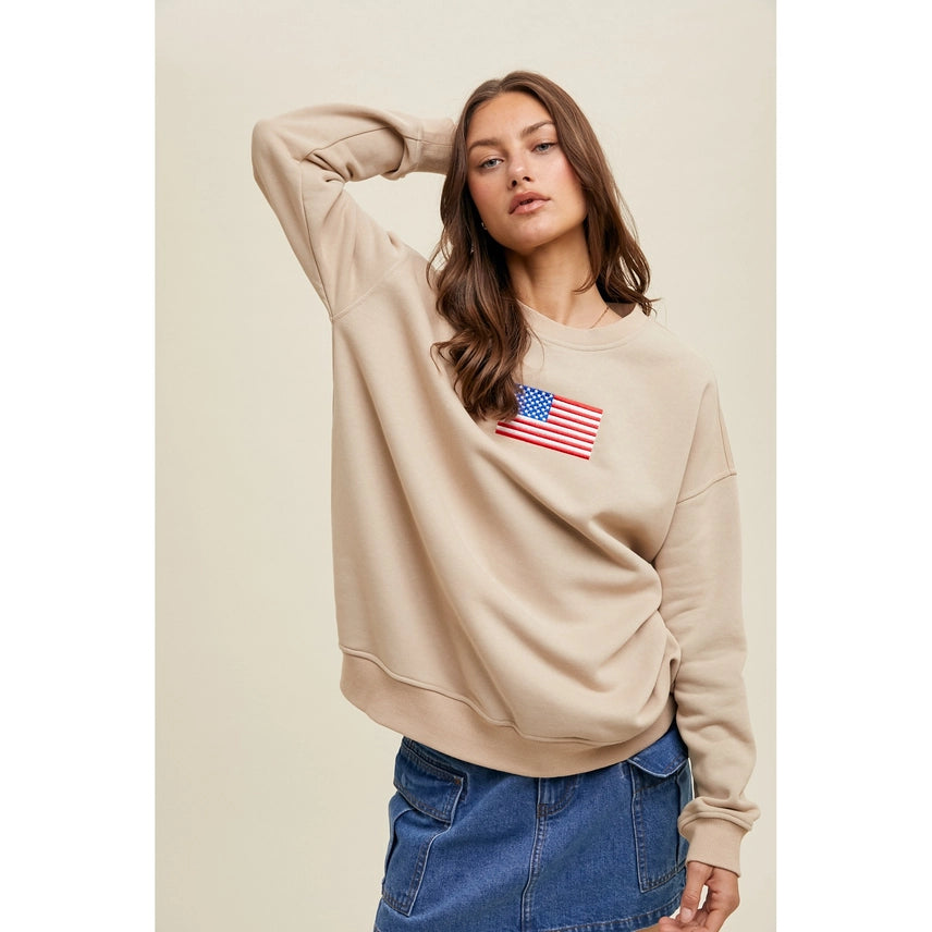 Wishlist Oversized Flag Pullover Sweatshirt