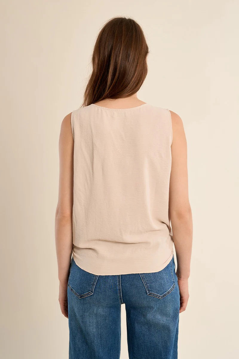 Molly Bracken Fluid Tie Knotted Top - Khaki