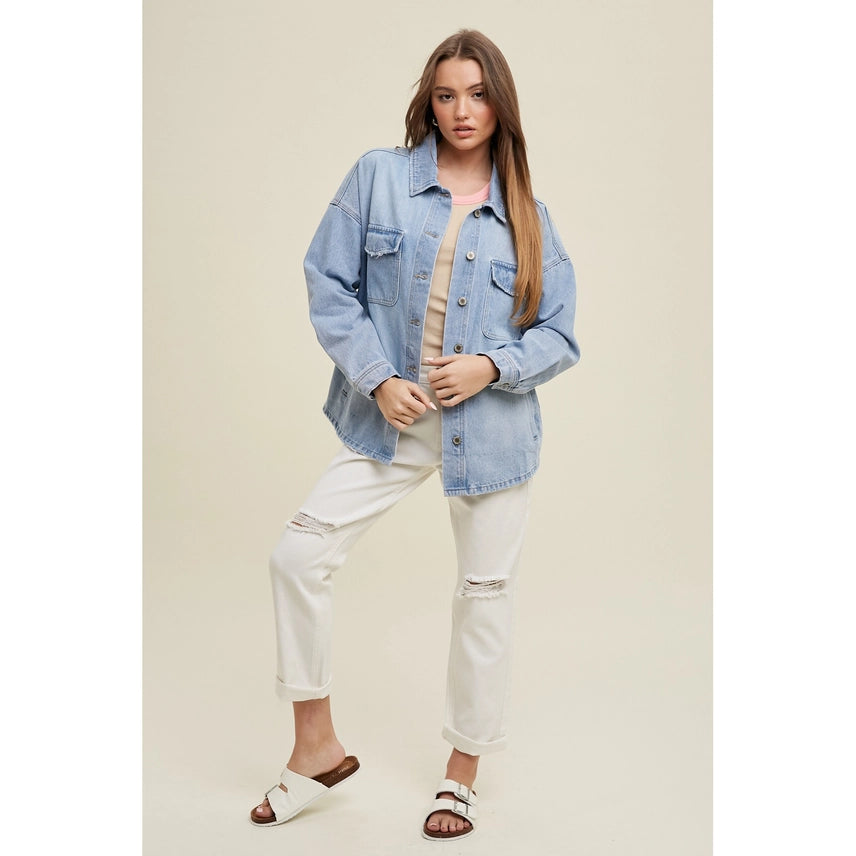 Wishlist Frayed Denim Shacket