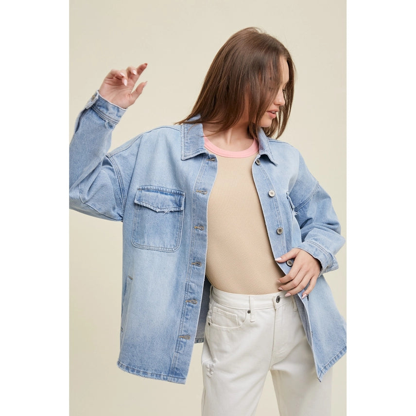 Wishlist Frayed Denim Shacket