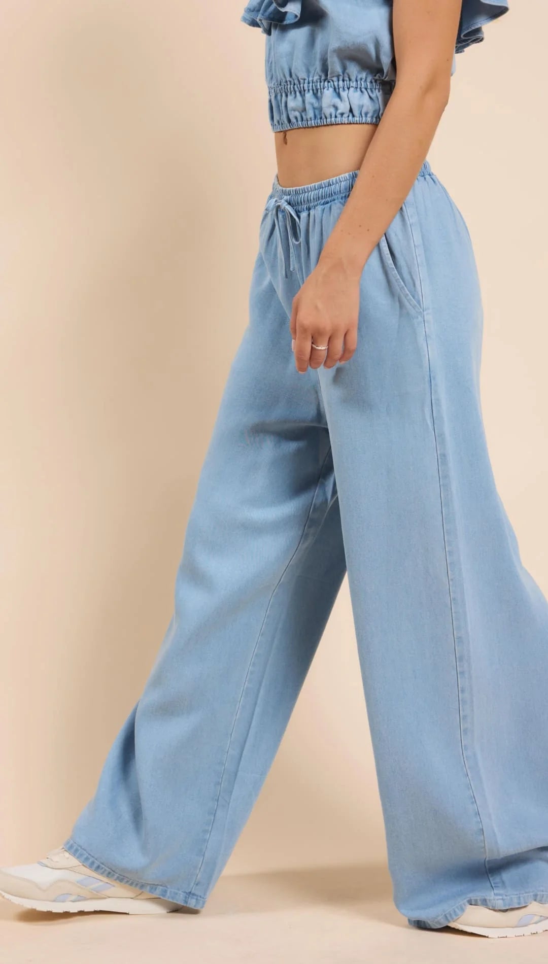 Sadie & Sage It's Pouring Elastic Pants - Denim