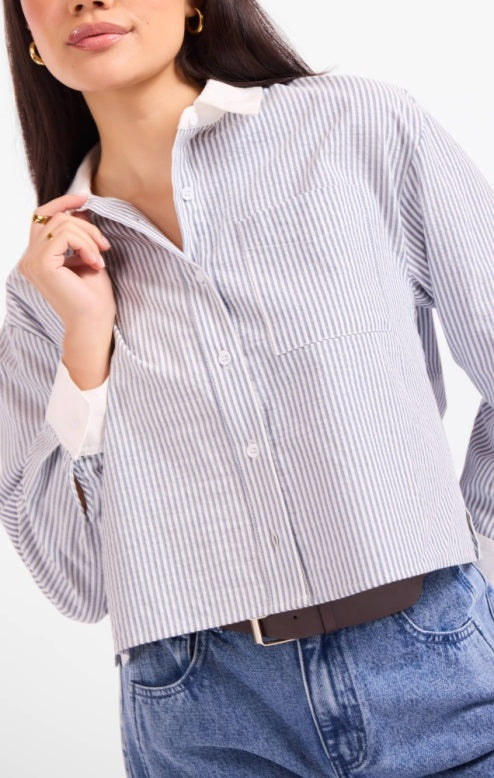Sadie & Sage Ivory Hall Contrast Collared Shirt