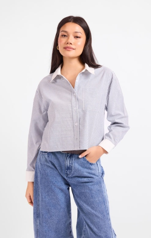 Sadie & Sage Ivory Hall Contrast Collared Shirt