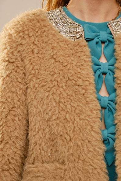 Blue B Annette Embellished Jewel Plush Jacket