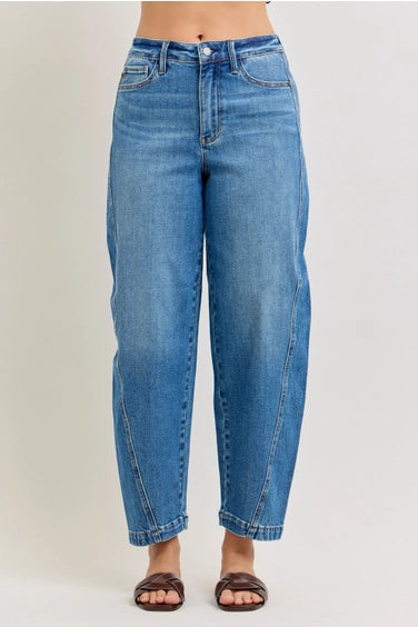 Judy Blue HW Rigid Magic Panel Barrel Jeans - Medium