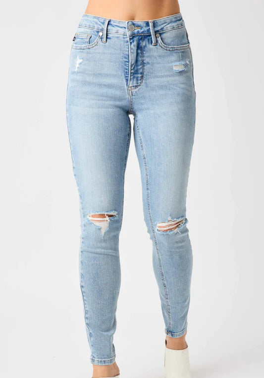Judy Blue Mid Rise Skinny Fit Jeans with Tummy Control Top