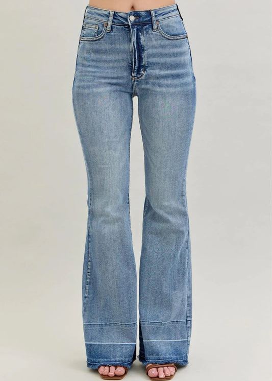 Judy Blue Tummy Control Released Hem Flare Jeans
