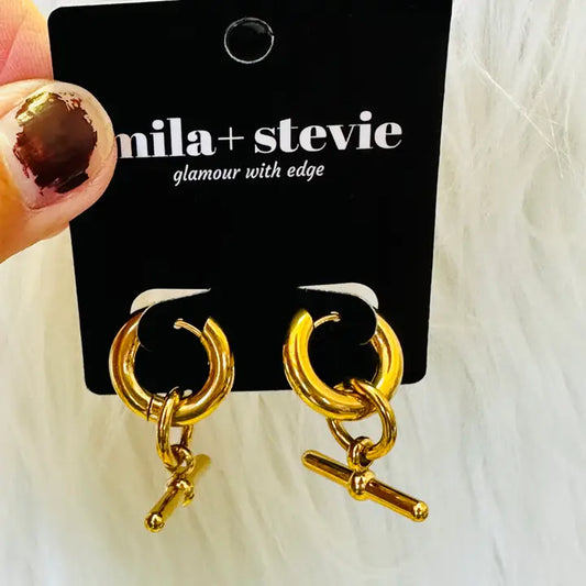 Mila + Stevie Kelly Simple Dainty Bar Earrings