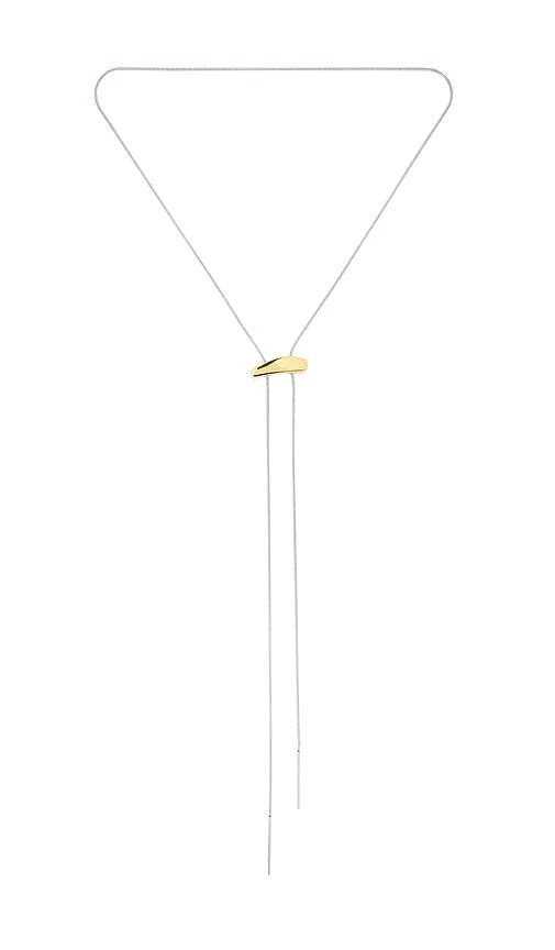 two tone long lariat necklace