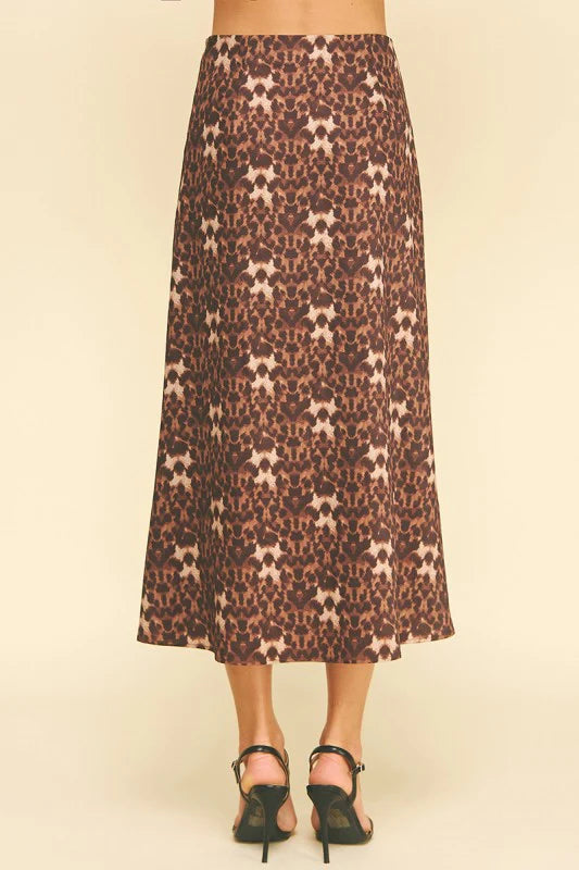 Pinch Leopard Satin Skirt