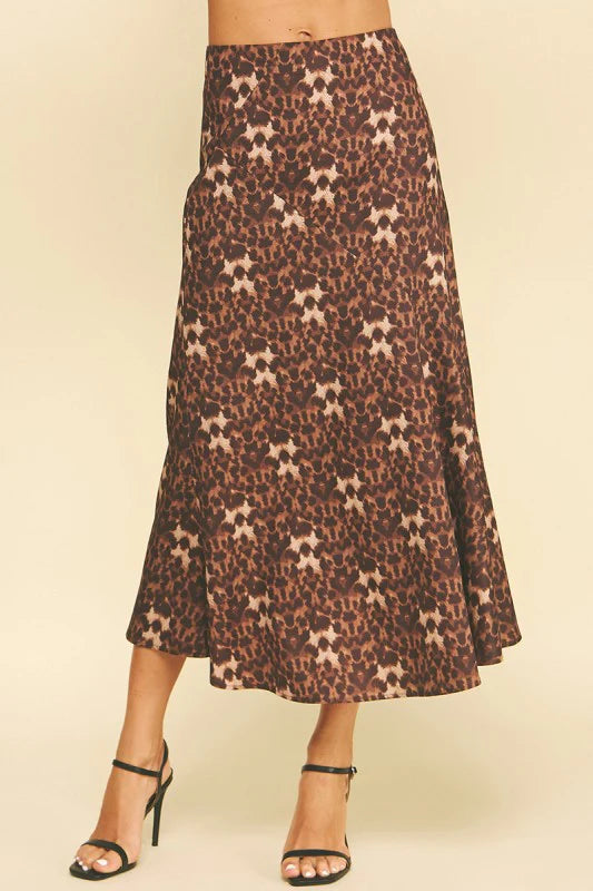 Pinch Leopard Satin Skirt