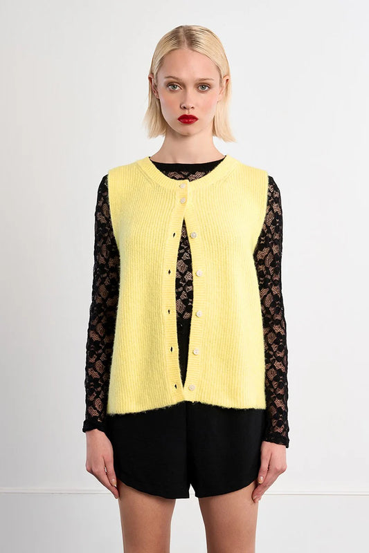 Lili Sidonio Limoncello Sleeveless Button-Up Vest