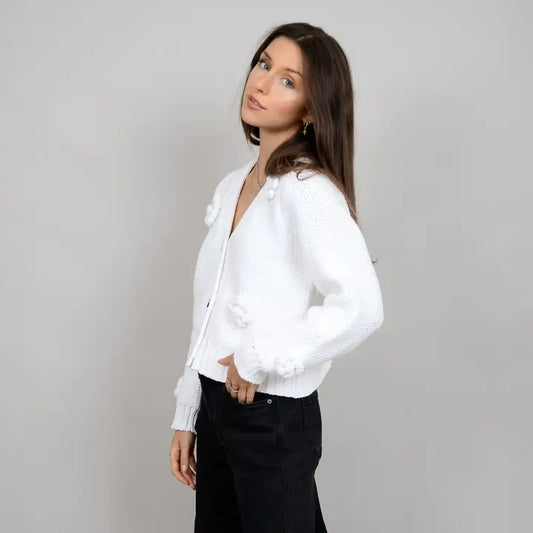 Rd Lysandra Long Sleeve Cardigan - White