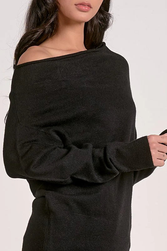 Elan Off the Shoulder Matilda Sweater - Black