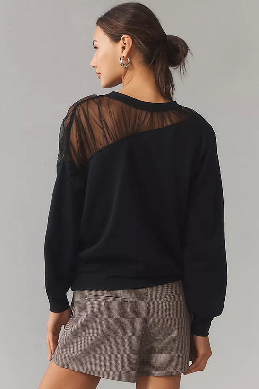 Maeve Sheer Shoulder Pullover Knit Sweater