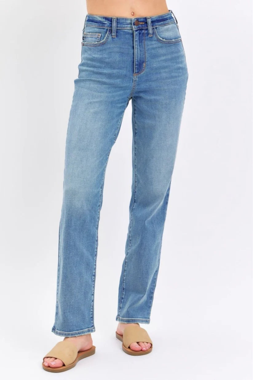 Judy Blue High Waist Straight Fit Jeans - Medium Wash