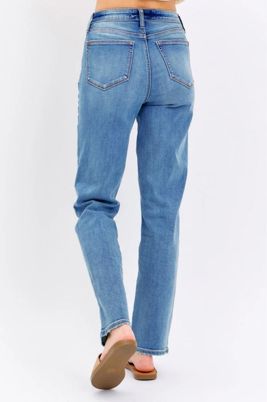 Judy Blue High Waist Straight Fit Jeans - Medium Wash