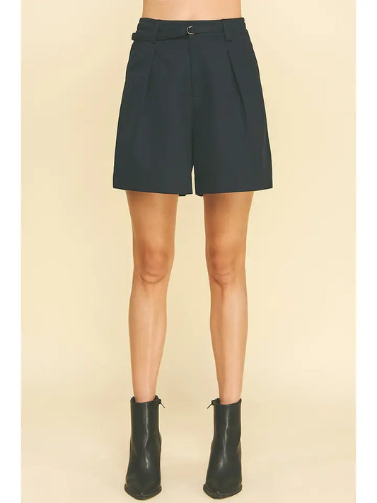 midi black shorts with belt detail