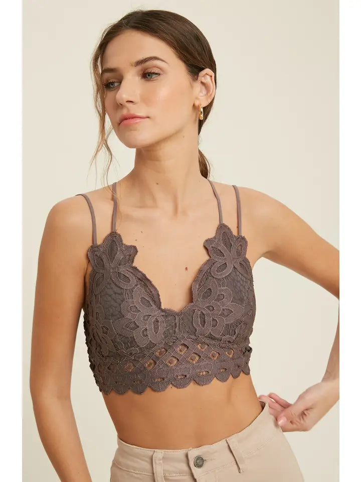 Wishlist Double Scalloped Lace Bralette